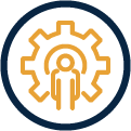 person in a cog icon