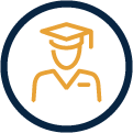person wearing graduation cap icon